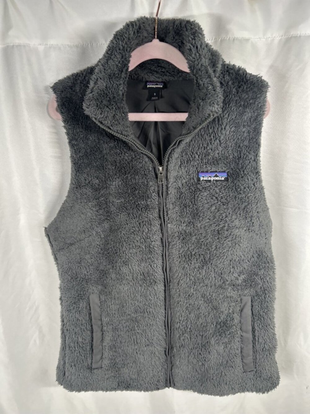 Patagonia Women's Los Gatos Full Zip Vest Grey Sherpa Fleece Size Small